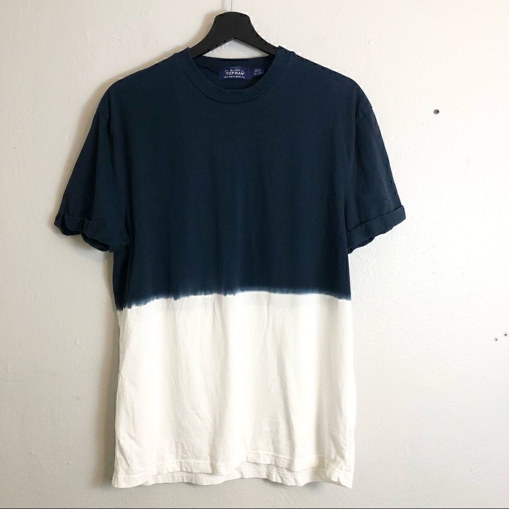 Top man color block tie dye dip dye tee shirt